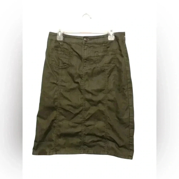 Christopher & Banks Dresses & Skirts - Y2K Christopher & Banks Green Denim Cargo Midi Skirt Size 6
